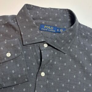 Polo‎ Ralph Lauren Men's Charcoal Diamond Print Button Down Shirt Size XL
